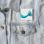 Badge Carré 5 Cm Queue de sirène de turquoise (En situation)