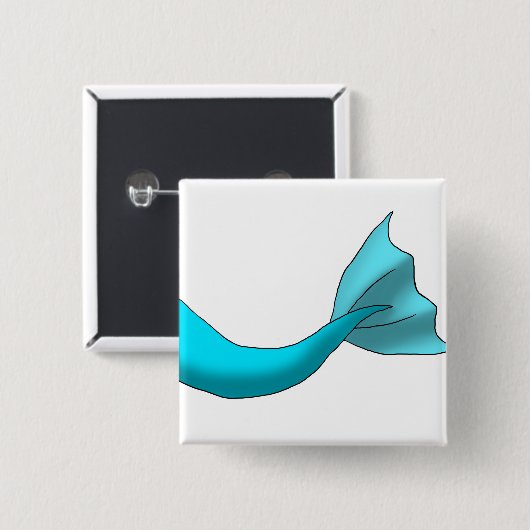 Badge Carré 5 Cm Queue de sirène de turquoise (Devant & derrière)