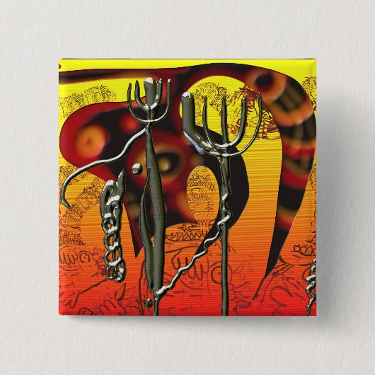 Badge Carré 5 Cm Queue et tridents (Devant)