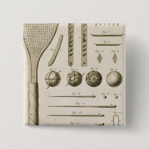 Badge Carré 5 Cm Queues de raquettes et de billard de tennis, du