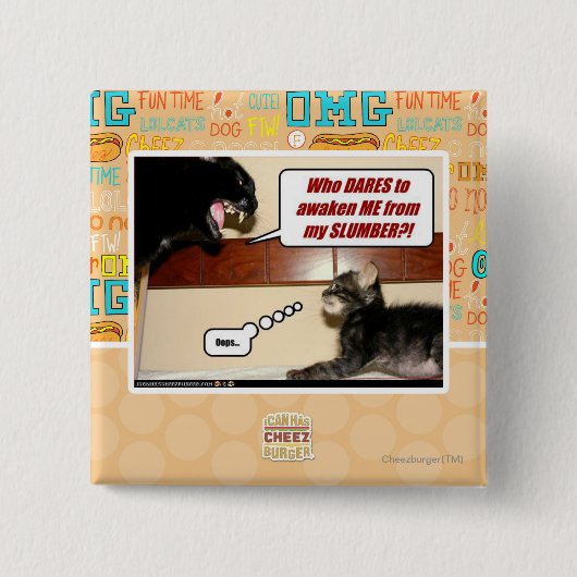 Badge Carré 5 Cm Qui ose me réveille ? (Devant)