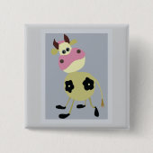 Badge Carré 5 Cm Quirinal Cartoon Vache Fun Animal de ferme (Devant)
