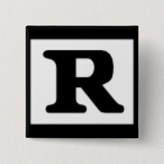 Badge Carré 5 Cm R évalué, système de notation (Devant)