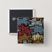 Badge Carré 5 Cm RAB Rockabilly Leopard Zebra Puzzle Imprimer Cadea (Devant & derrière)