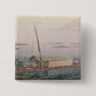 Badge Carré 5 Cm Radeau sur la rivière de Guayaquil