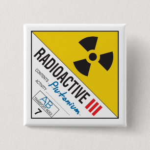Badge Carré 5 Cm Radioactive - Plutonium