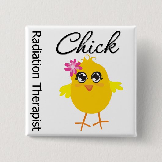 Badge Carré 5 Cm Radiothérapeute Chick (Devant)