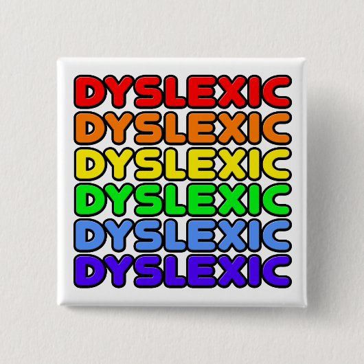 Badge Carré 5 Cm Rainbow Dyslexic (Devant)