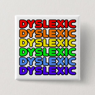 Badge Carré 5 Cm Rainbow Dyslexic