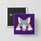 Badge Carré 5 Cm Rainbow Kitty (Devant & derrière)