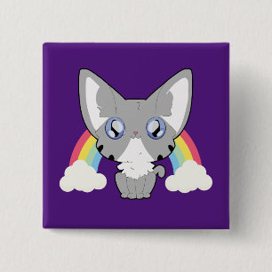 Badge Carré 5 Cm Rainbow Kitty
