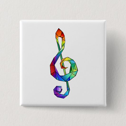 Badge Carré 5 Cm Rainbow musical key treble clef (Devant)