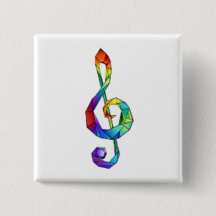 Badge Carré 5 Cm Rainbow musical key treble clef