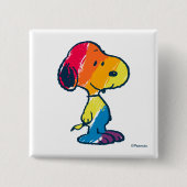 Badge Carré 5 Cm Rainbow Snoopy (Devant)