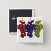 Badge Carré 5 Cm Raisins vert rouge et violet (Devant & derrière)