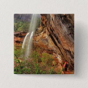 Badge Carré 5 Cm Randonnée sur le sentier Emerald Pools à Zion Nati