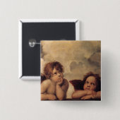Badge Carré 5 Cm Raphael, Sistine Cherub (Devant & derrière)