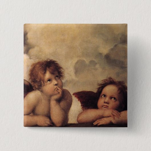 Badge Carré 5 Cm Raphael, Sistine Cherub (Devant)