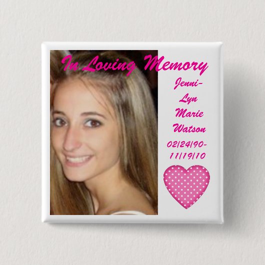 Badge Carré 5 Cm Rappelez-vous Jenni (Devant)