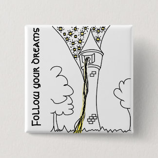 Badge Carré 5 Cm Rapunzel. Suivez vos rêves