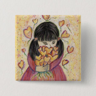 Badge Carré 5 Cm Rassembler les coeurs d'amour Bouton Portable Pins