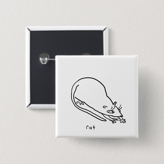 Badge Carré 5 Cm rat (Devant & derrière)