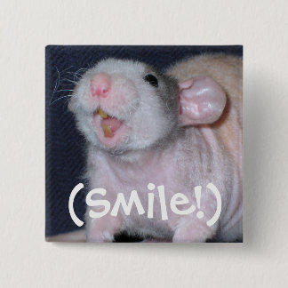 Badge Carré 5 Cm Rat au sourire mignon