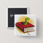 Badge Carré 5 Cm Rat de bibliothèque (Devant & derrière)