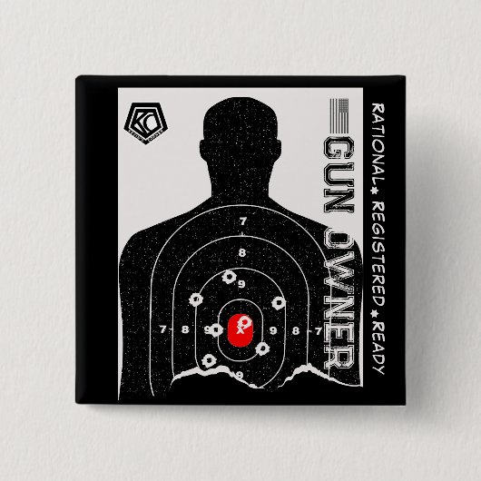 Badge Carré 5 Cm Rational Registered and Ready Gun Owner (Devant)