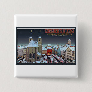 Badge Carré 5 Cm Ratisbonne Christkindlmarkt sur le Neupfarrplatz