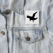 Badge Carré 5 Cm Raven Silhouette (En situation)