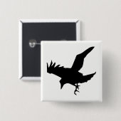 Badge Carré 5 Cm Raven Silhouette (Devant & derrière)