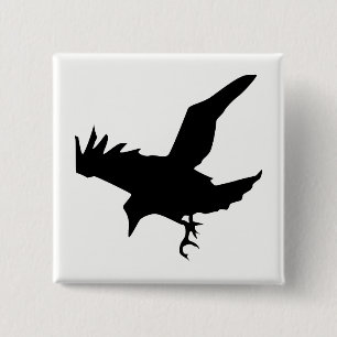 Badge Carré 5 Cm Raven Silhouette