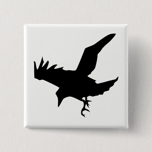 Badge Carré 5 Cm Raven Silhouette (Devant)