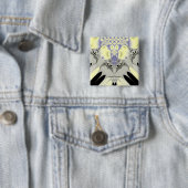 Badge Carré 5 Cm Rayons dorés (En situation)