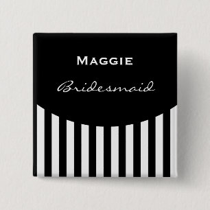 Badge Carré 5 Cm RAYURES noires et blanches audacieuses V01G de