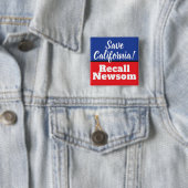 Badge Carré 5 Cm Recall Newsom Save California (En situation)
