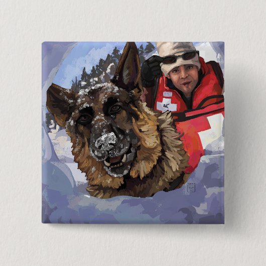 Badge Carré 5 Cm Rechercher et Secourir (Devant)