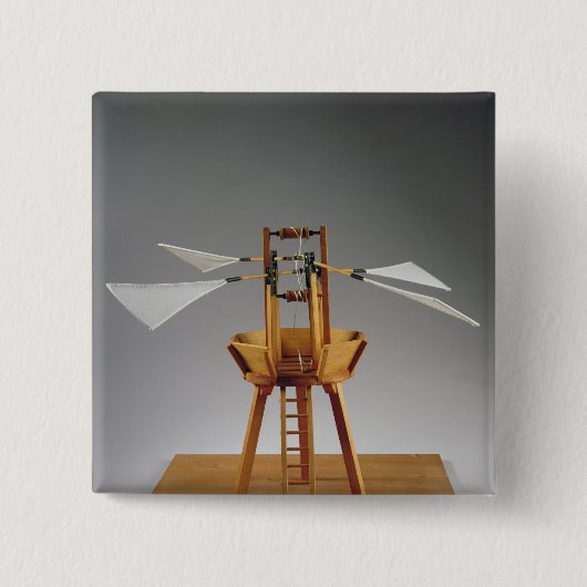 Badge Carré 5 Cm Reconstruction modèle de la conception de da Vinci (Devant)