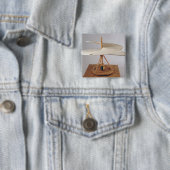 Badge Carré 5 Cm Reconstruction modèle de la conception de da Vinci (En situation)