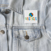 Badge Carré 5 Cm Recyclage coloré (En situation)