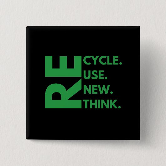 Badge Carré 5 Cm Recycle Réutiliser Renouveler l'environnement de J (Devant)