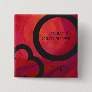 Badge Carré 5 Cm Red 30 Dix Anniversaire