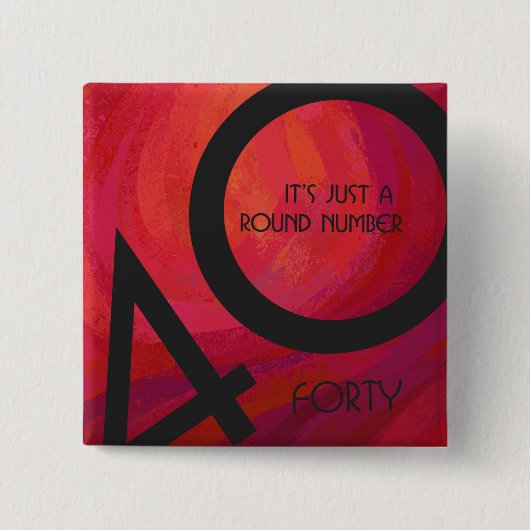 Badge Carré 5 Cm Red 40 Dix Anniversaire (Devant)