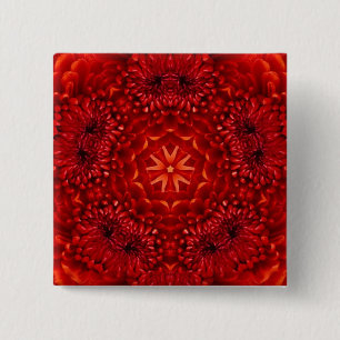 Badge Carré 5 Cm RED DAHLIA FLEURS Abstraites florales