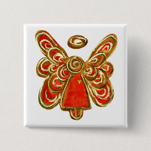 Badge Carré 5 Cm Red Guardian Angel Art Custom Holiday Button Pin