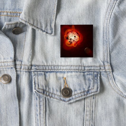 Badge Carré 5 Cm Red Nwarf Star Orbité Par Une Hypothétique Exoplan (En situation)
