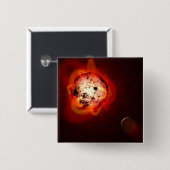 Badge Carré 5 Cm Red Nwarf Star Orbité Par Une Hypothétique Exoplan (Devant & derrière)