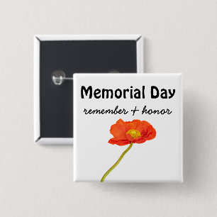 Badge Carré 5 Cm Red Poppy Memorial Day