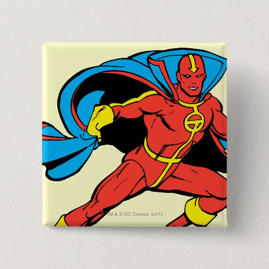 Badge Carré 5 Cm Red Tornado Cape Pose (Devant)
